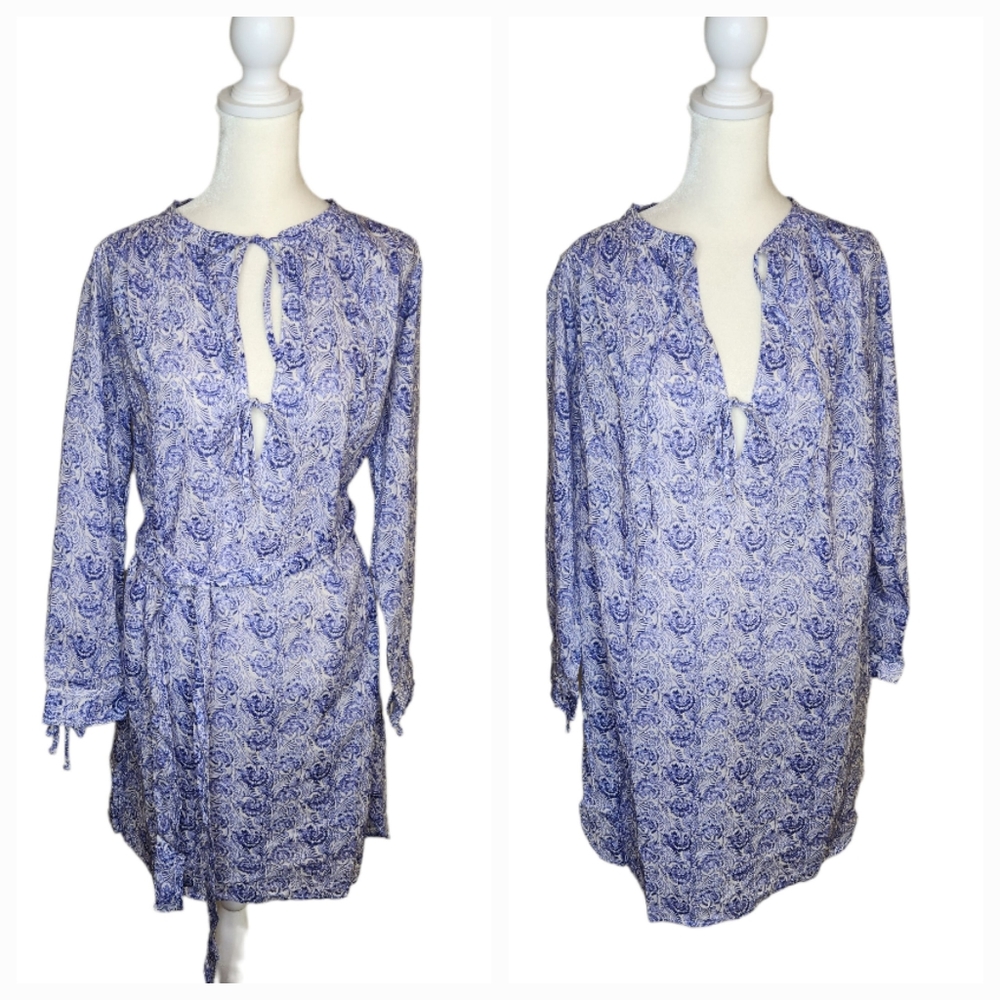J. Crew Blue and White Swim Coverup